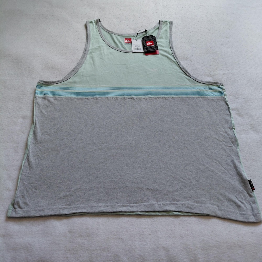 Quiksilver Colorblock Tank Top Mens 2XL Blue Haze Gray Stripe Summer Kohls NWT